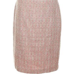 Talbots Cream & Pink Tweed Pencil Skirt